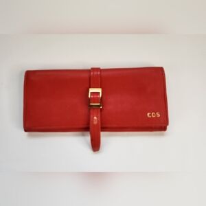 Mark Cross Leather Jewelry Roll Organizer Suede Interior Travel Made In Italy